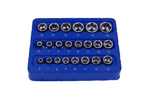 BERGEN Set di prese poco profonde Super-Lock 22 pz 1/4" 6-13 mm e 3/8" 6-19 mm 1398 - Foto 1 di 1