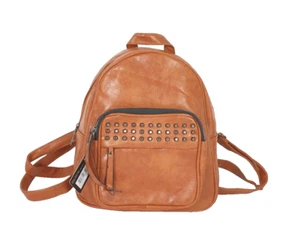 20) J&L Firenze Damen Tasche City - Rücksack mit Nieten  Neu Faux-Leder Braun - Picture 1 of 5