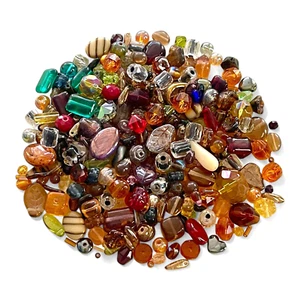 1/4 LB Preciosa Czech Glass Beads Warm Tones Autumn Fall Earth Mix Boho Bulk Lot - Picture 1 of 4