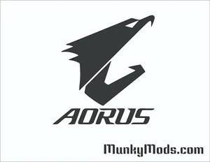 Gigabyte Aorus Logo with Text Case Window Applique Vinyl Decal (Color Choices) - Foto 1 di 3