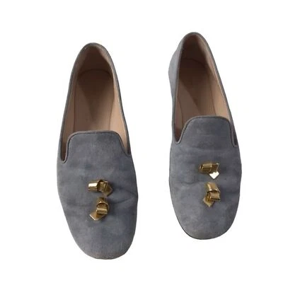 Mocasines Stuart Weitzman gris terciopelo acento dorado negocios carrera trabajo ropa 7 Foto 1 de 4