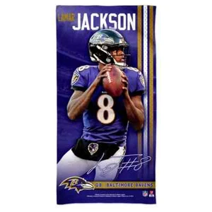 LAMAR JACKSON #8 BALTIMORE RAVENS 30"X60" SPECTRA BEACH TOWEL NEW WINCRAFT 👀 - Picture 1 of 1