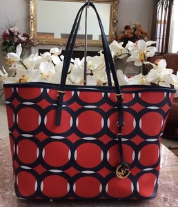 New Michael Kors Jet Set Red White Blue Saffiano Leather Large Travel Tote, $298 - Picture 1 of 9