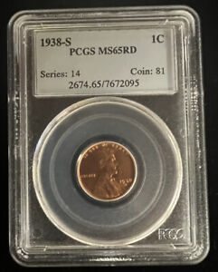 1938-S PCGS MS65RD Wheat Penny! **FREE SHIPPING**