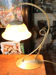 Antique ‘Jugendstil’ Art Nouveau Leaf Bronze Table Lamp - Picture 1 of 16