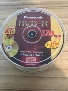 panasonic 50pack dvd-R 120 min 1- 16x s simple face/vidéo/données enregistrables - neuf - Photo 1/3