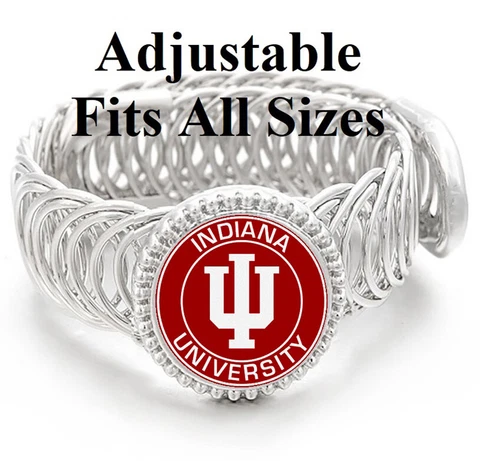 Indiana University Hoosiers Mens Silver Adjustable Bracelet Jewelry Gift D11 Cover