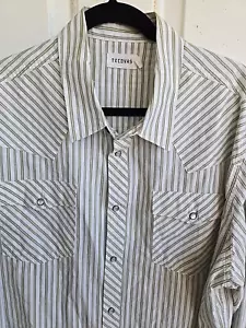 Tecovas Mens Shirt Pearl Snaps Long Sleeve XL Extra Large pin stripe - Picture 1 of 11