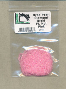 Dyed pearl diamond braid - fl hot pink     DP133