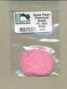 Dyed pearl diamond braid - fl hot pink DP133 - Picture 1 of 1