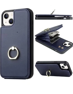 Vunake for iPhone 14 Plus Case Card Holder Wallet Case with Ring Kickstand PU Le - Picture 1 of 7