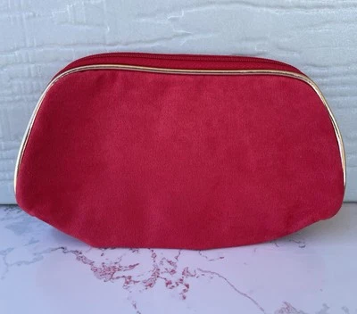 2x Bolsa de Maquillaje Cosmético Clarins Roja Bolsa de Viaje con Borde Dorado - Cremallera Foto 1 de 3
