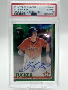2019 Topps Chrome RC Auto Kyle Tucker True Green Refractor /99 PSA 10 - Bild 1 von 3