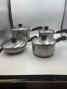 Vintage Revere Ware 1801 USA Kupfer Boden Töpfe Set mit Deckel 8 Stück Konvolut - Bild 1 von 9