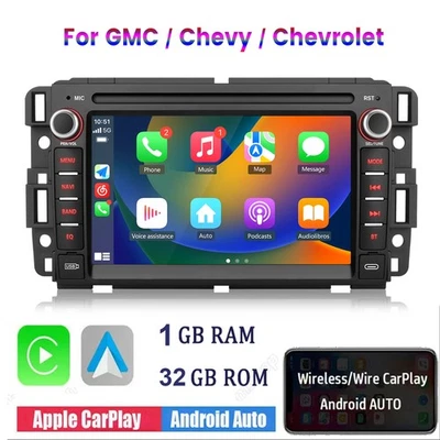 Car Stereo Radio CarPlay For GMC Yukon Chevy Tahoe Silverado Sierra 2007-2013 - Image 1 of 4