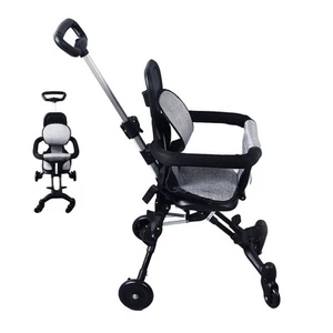 Baby Stroller 4 Wheels Rear Double Brake Adjust Height Foldable Infant Pushchair - Picture 1 of 12