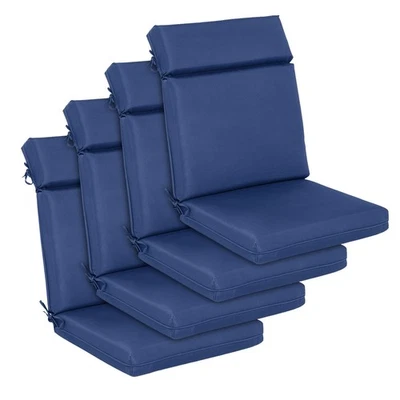 4 Piezas Cojines Silla Asiento Exterior Patio Respaldo Alto Cubierta Cartucho Cojín con Corbata Foto 1 de 3