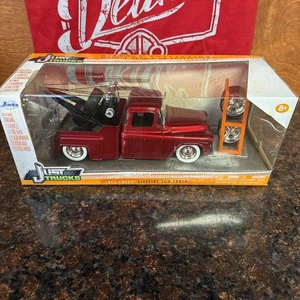 JADA 1955 CHEVY STEPSIDE RIMORCHIO CAMION CARAMELLE MELA ROSSO PORTAPNEUMATICI E RUOTE (GUARDA) - Foto 1 di 5