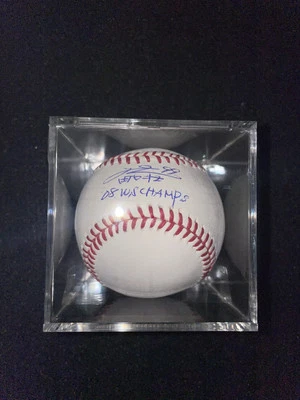 So Taguchi Signed Ball 2008 WS Champs 2008 WS Official Baseball Leaf - Image 1 of 4