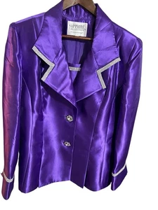 Lily & Taylor Brocade Skirt Suit 2 Piece Size 18 Set Purple With Rhinestones New - Picture 1 of 19