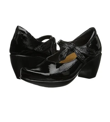 NAOT Zapatos Mujer 38 US 7 Mary Jane Pleasure Cuña Cómoda Charol Negro Foto 1 de 4