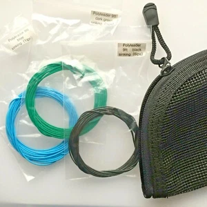 Polythène Revêtu Leader Set De 3 Pour Saumon Truite Pêche Ensemble Avec Pochette - Photo 1/5