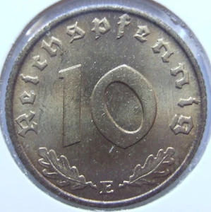 Moneda Reich Alemán 10 Reichspfennig 1939 E en Excelente / Brillo de sello - Imagen 1 de 2