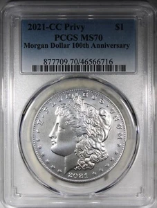 2021-CC Morgan Dollar PCGS MS70 100th Anniversary Coin - Picture 1 of 2