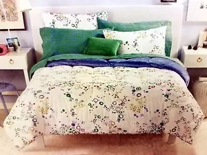Juego de 8 piezas de cama Queen azul blanco verde edredón fundas sábanas funda almohada - Imagen 1 de 10