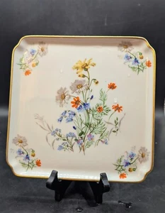 Vintage LEC Limoges Square Floral Serving Dresser Tray Wildflower 8.5" - Picture 1 of 8