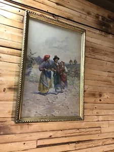 Original Antique Watercolor Painting - Signed A. Martin Rome - Gilt Frame - Picture 1 of 10