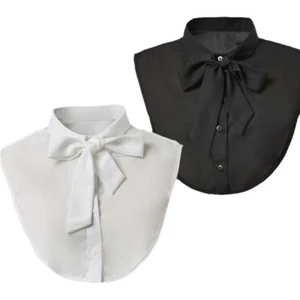 Women Bow Ribbon Detachable Fake Chiffon Collar Lapel False Shirt Choker - Picture 1 of 4