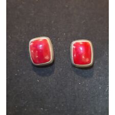 Vintage Sterling 925 Red Earrings Stamped TS-18 Mexico 925 Clip On 