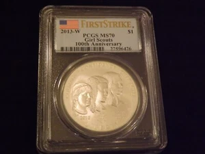 2013-W $1 Girl Scouts 100Th Anniversary First Strike PCGS MS 70 - Picture 1 of 2