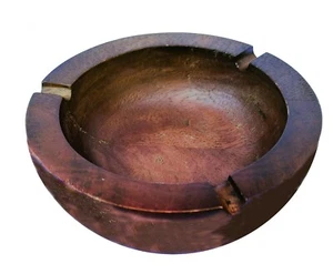 Wooden Cigarette Ashtray Bowl Three Slot Home Office Gifts for Smoke/Friend/Desk - Picture 1 of 6