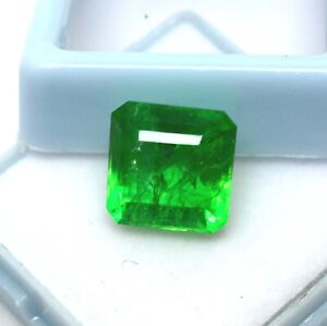 5.95 CT Natural Dark Green Emerald Certified Loose Gemstone In Radiant Cut