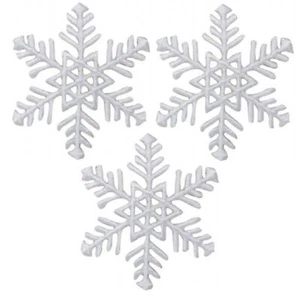 White Snowflake Applique Patch - Snow, Winter Badge 1.75" (3-Pack, Iron on) - Picture 1 of 1