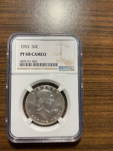 1955-P Franklin Silver Half Dollar 50C NGC PROOF 68 PR 68 CAMEO (CAM)