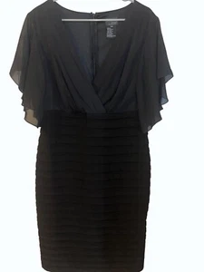 Xscape Woman by Joanna Chen Black Chiffon Flutter Sleeve Dress -16W, semi-formal - Picture 1 of 9