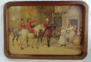 Vintage Social Supper Trays Coshocton Ohio Hardy 1886 Print On Wood Original Tag - Picture 1 of 7