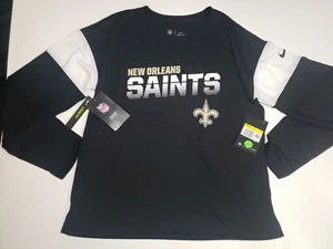 Women's Nike Dri-Fit NFL New Orleans Saints Black Long Sleeve Shirt Size Small - Picture 1 of 7