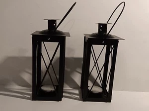Black Decorated Lanterns with Tealight Candles - Picture 1 of 2