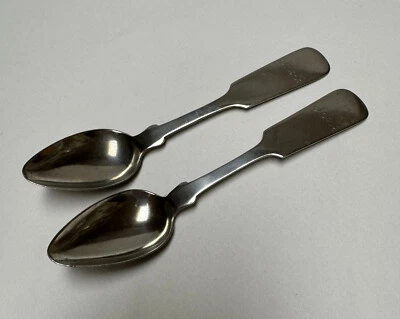 2 cucharaditas antiguas de plata canadiense, Y S & Co, siglo XIX, 5 1/2" Foto 1 de 4