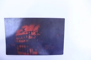 Rare 1920's Negative Color Print Postcard Unused Burning Fenton Mills - Picture 1 of 6