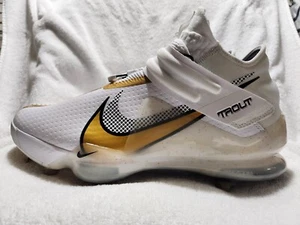 Nike Men's 12 Force Zoom Trout 7 Metal Baseball Cleats White/Gold C13134-106 - Picture 1 of 4