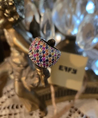 Anillo EFFY Splash Plata de Ley 925 Multicolor Zafiro Pavé Banda Talla 7 Foto 1 de 4