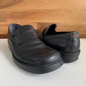 GUCCI Black Leather Signature Stripe Slip On Loafer Dress Shoes Men’s Size 10 D - Picture 1 of 17