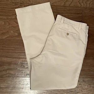CUTTER & BUCK DryTec Pants Men's 36x30 Beige Flat Front Golf Casual 100% Poly - Picture 1 of 5