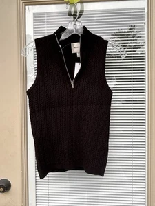 Industry Women’s Large Sleeveless Half-Zip Mock-neck Sweater Russet BLACK - Picture 1 of 2