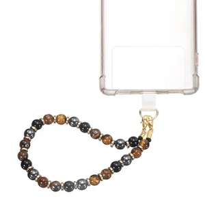 Marble Beaded Phone Wrist Strap, Cellphone Lanyard with Tether Tab, Yellow/Black - Zdjęcie 1 z 6